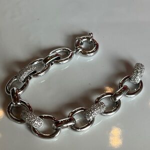 Diamond & Sterling Silver Chunky  Chain Link Bracelet